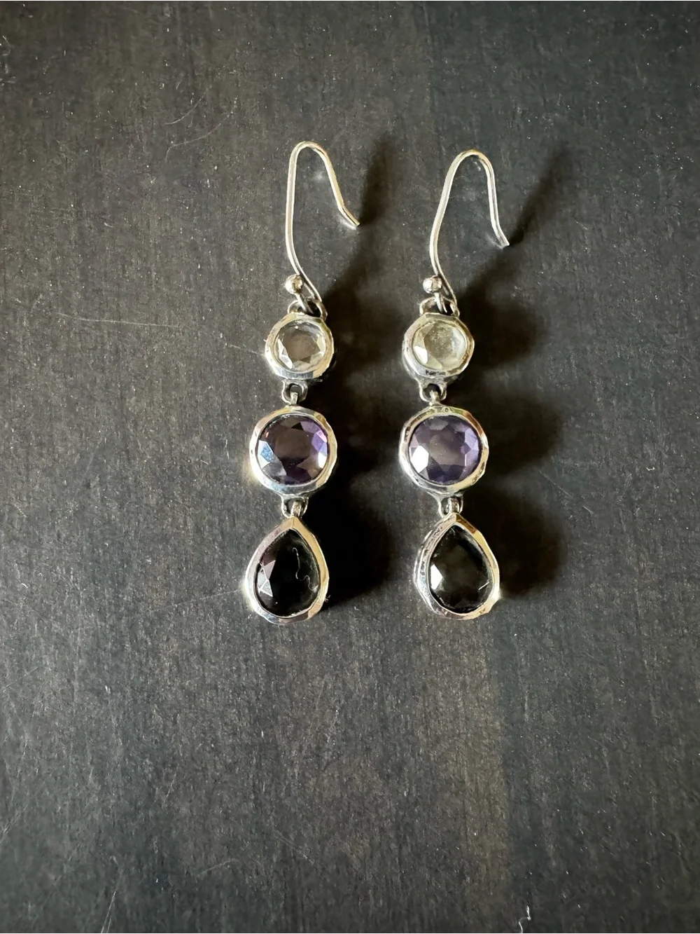 Silpada Earrings W2283 PLUM PRETTY CZ Sterling Silver Purple Grey Dangle - Picture 8 of 13